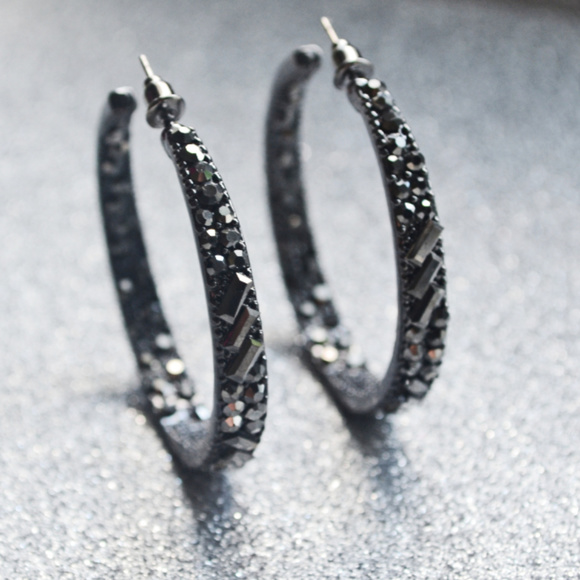 paparazzi Jewelry Glitzy By Association Black Hoop Earrings Poshmark
